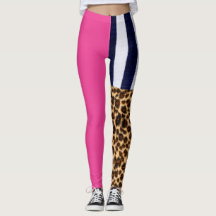 Asymmetrisches Hot Pink, Streifen und Leggings
