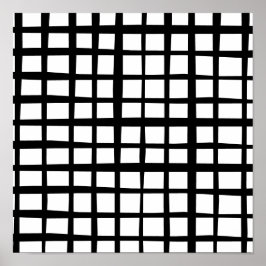Asymmetrisches Schwarz/Weiß Kariert Poster