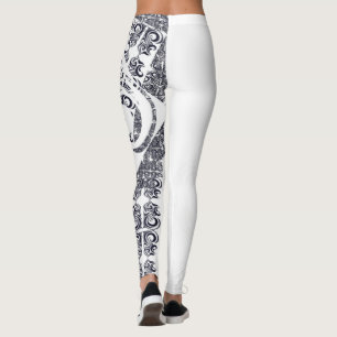 Asymmetrisches Schwarz-Weiß-Muster und Ihr Name Leggings