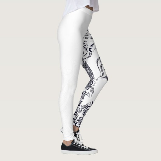 Asymmetrisches Schwarz-Weiß-Muster und Ihr Name Leggings (Rechts)