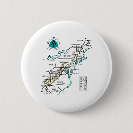 At Logo Appalachian Trail Hiking Map  Button (Vorderseite)