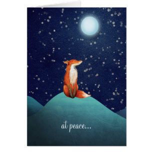 at peace Charming Fox Under a Full Moon Card