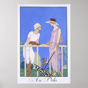 At Polo, 1920-29 (pochoir print) Poster