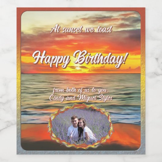 At Sunset we toast Birthday 1738 Weinetikett (Einzelnes Label)