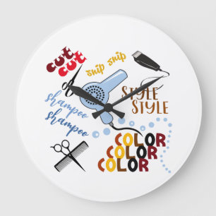 At The Hair Salon Ceramic Große Wanduhr