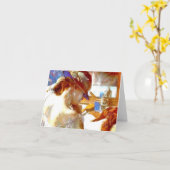 "At the Mirror" von Edgar Degas Note Card Karte (Gelbe Blume)