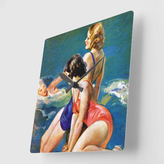 At the Pool Quadratische Wanduhr (Winkel)