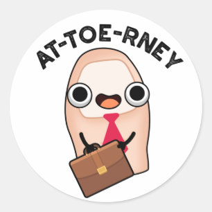 at-toe Funny Attorney Toe Pun Runder Aufkleber