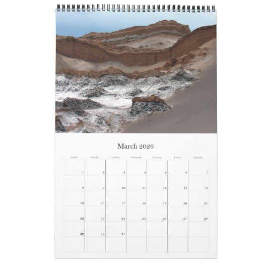 Ataama-Wüstenlandschaften Kalender (Mär 2026)