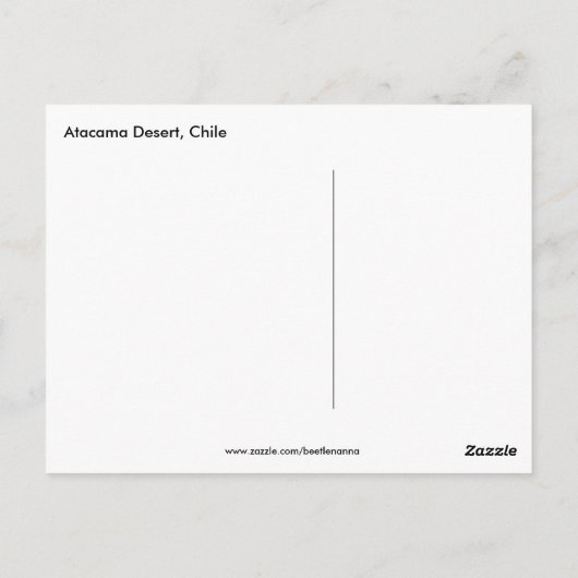 Atacama Wüste, Chile Postkarte (Rückseite)