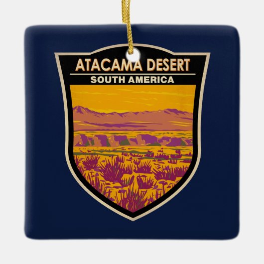 Atacama Wüste Sunset Südamerika Reisen Vintag Keramikornament (Vorderseite)