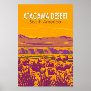 Atacama Wüste Sunset Südamerika Reisen Vintag Poster