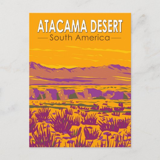 Atacama Wüste Sunset Südamerika Reisen Vintag Postkarte (Vorderseite)