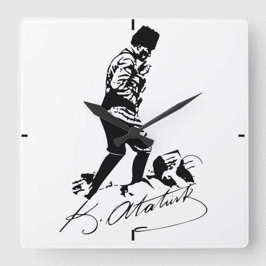 Ataturk Quadratische Wanduhr (Vorderseite)