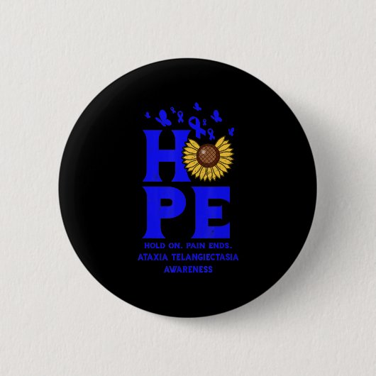 Ataxia Telangiectasia Blue Hope Vintag Sunflower Button (Vorderseite)