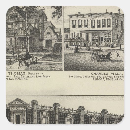Atchison, Kansas Quadratischer Aufkleber (Vorderseite)