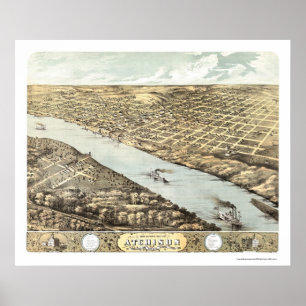 Atchison, KS panoramische Karte - 1869 Poster