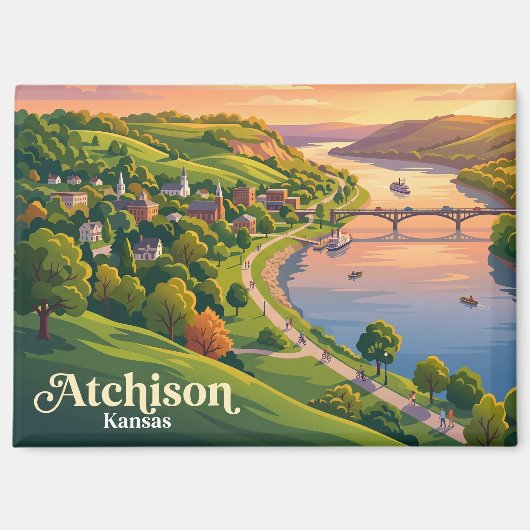Atchison Riverfront Kansas Magnet (Vorderseite)