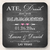 Ate, Drank & Got Verheiratete Hochzeit Untersetzer (Vorderseite)