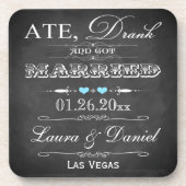 Ate, Drank & Got Verheiratete Hochzeit Untersetzer (Vorderseite)