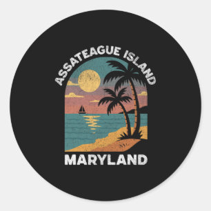 Ateague Island Maryland Vintage Sonnenuntergang So Runder Aufkleber