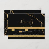 Atemberaubend Abstrakt Schwarz und Gold Kintsugi RSVP Karte (Vorne/Hinten)