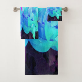 Atemberaubend Aqua Blue und Green Cactus Dahlia Badhandtuch Set