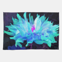 Atemberaubend Aqua Blue und Green Cactus Dahlia Geschirrtuch