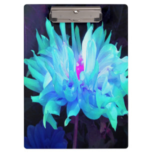 Atemberaubend Aqua Blue und Green Cactus Dahlia Klemmbrett