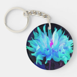 Atemberaubend Aqua Blue und Green Cactus Dahlia Schlüsselanhänger