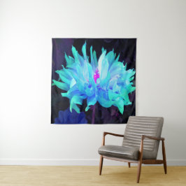 Atemberaubend Aqua Blue und Green Cactus Dahlia Wandteppich