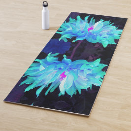 Atemberaubend Aqua Blue und Green Cactus Dahlia Yogamatte