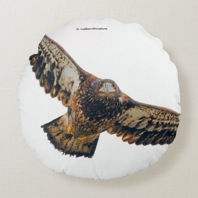 Atemberaubend Bald Adler macht einen Flyover Rundes Kissen (Vorderseite)