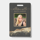 Atemberaubend Black and Gold Glitzer Salon ID Ausweis (Vorderseite)