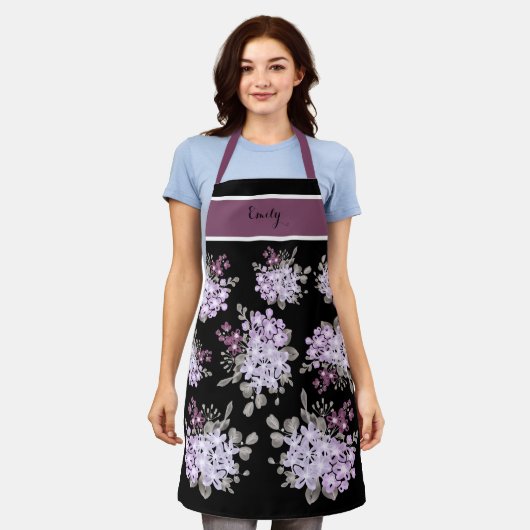 Atemberaubend Black and Plum Wildblume Bouquet Sch Schürze (Getragen)