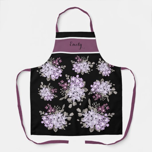 Atemberaubend Black and Plum Wildblume Bouquet Sch Schürze (Vorderseite)