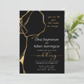 Atemberaubend Black und Gold Kintsugi Einladung (Stehend Vorderseite)