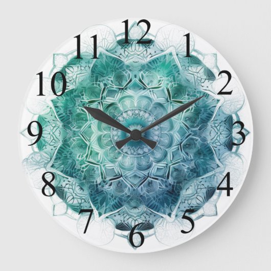 Atemberaubend blau/grün Mandala Uhr (Vorderseite)