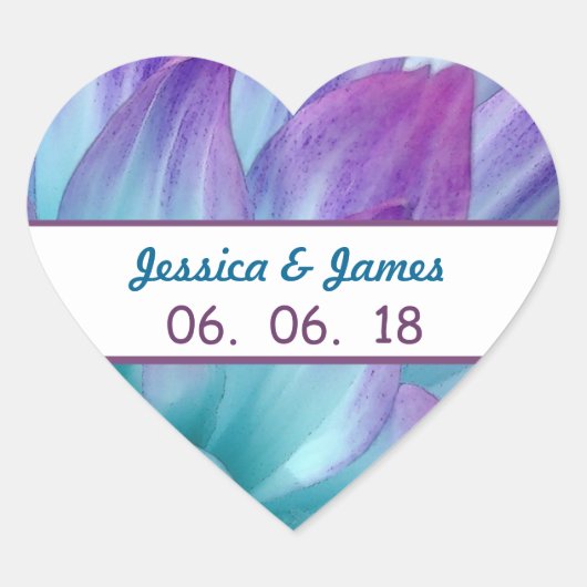Atemberaubend Blau und Lila Hochzeit Dahlia A11A Herz-Aufkleber (Vorderseite)
