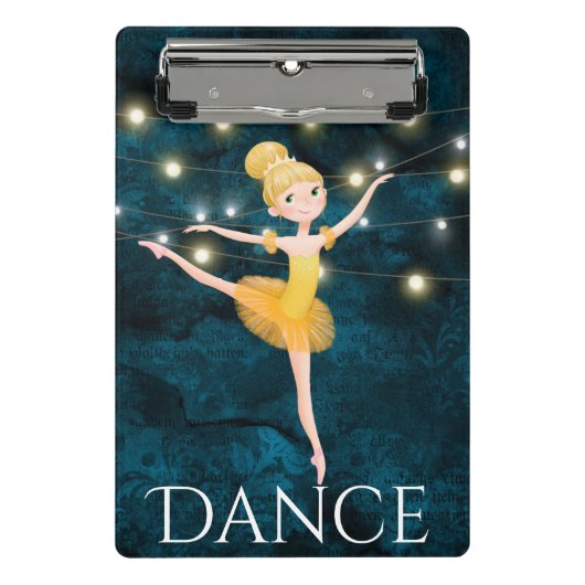 Atemberaubend Blond Ballerina Blue Background und Mini Klemmbrett (Vorderseite)