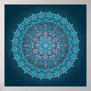 Atemberaubend Blue Boho Snowflake Poster