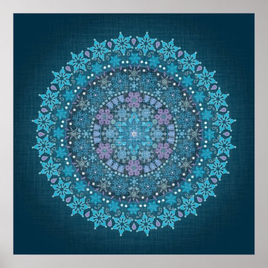 Atemberaubend Blue Boho Snowflake Poster (Vorne)