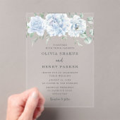 Atemberaubend Blue Floral Wedding Acryleinladungen (Insitu (Handheld))