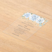 Atemberaubend Blue Floral Wedding Acryleinladungen (Ablage )