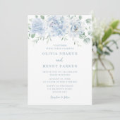 Atemberaubend Blue Floral Wedding Einladung (Stehend Vorderseite)