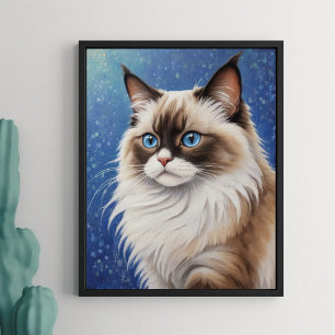 Atemberaubend Blue Mit Augen Ragdoll Cat Painting  Poster