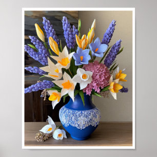 Atemberaubend Blue Vase Floral Arrangements Poster