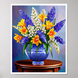 Atemberaubend Blue Vase Orange Tulips Art Print Po Poster