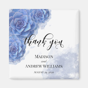 Atemberaubend Blue Watercolor Succulents Danke Magnet