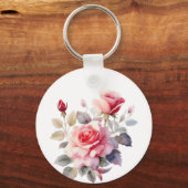 Atemberaubend blühende Rose Wasserfarbe Kissen Abd Schlüsselanhänger (Vorderseite)